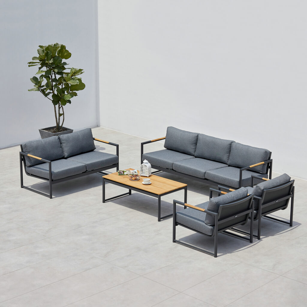 Hampton Lounge Set with Sofas Chairs and Teak Table Wetherby Furnishings